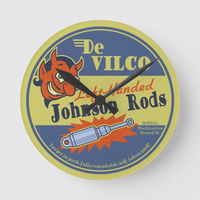 DeVILCO Left-Handed Johnsons Runde Wanduhr (Vorderseite)
