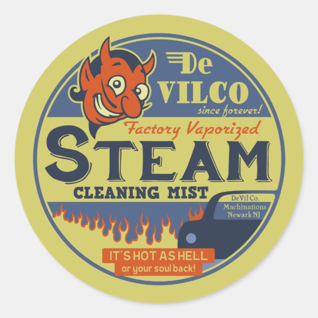 DeVilco Steam Cleaner Runder Aufkleber (Vorderseite)