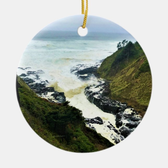 Devil's Churn, Cape Perpetua, Oregon Coast Keramik Ornament (Vorne)