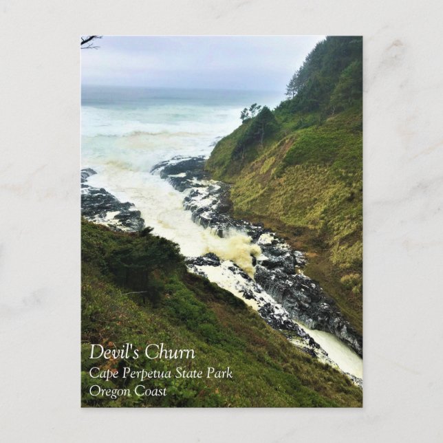 Devil's Churn, Cape Perpetua, Oregon Coast Postcar Postkarte (Vorderseite)