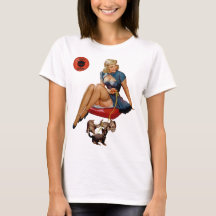 Devil's Court Retro Button-Up Girl Hogs T-Shirt