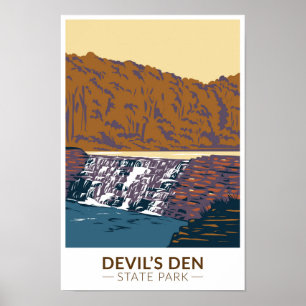 Devils Den Staat Park Arkansas Vintag Poster