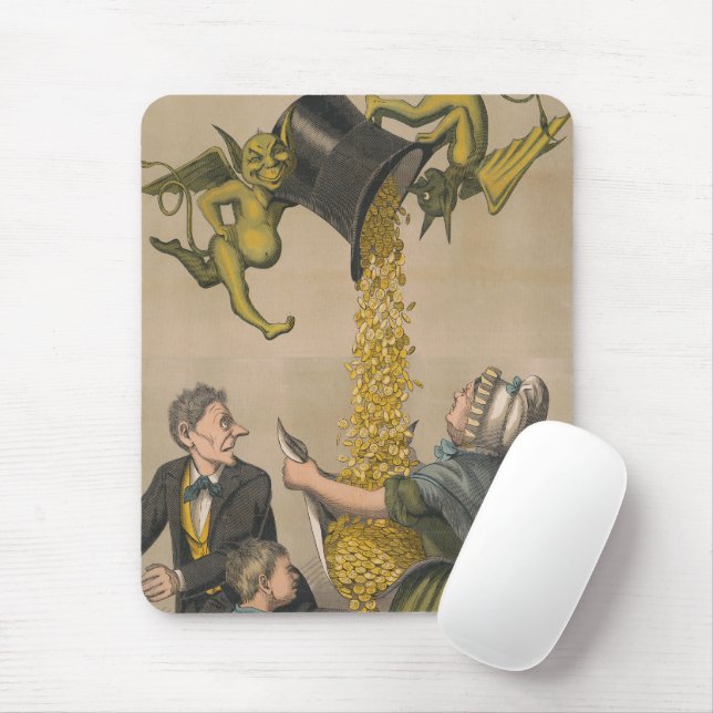 Devils, die Goldmünzen in die Schürze der Frau gie Mousepad (Mit Mouse)