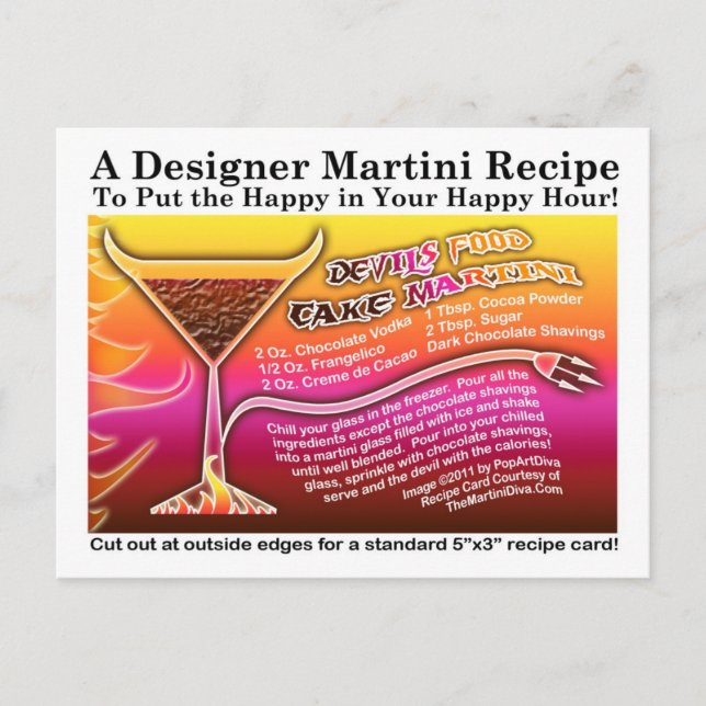 Devil's Food Cake Martini Rezept Card Postkarte (Vorderseite)