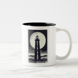 Devils Island Lighthouse Wisconsin Moon Zweifarbige Tasse