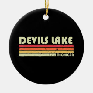 DEVILS LAKE MICHIGAN Fishing Camping Keramik Ornament