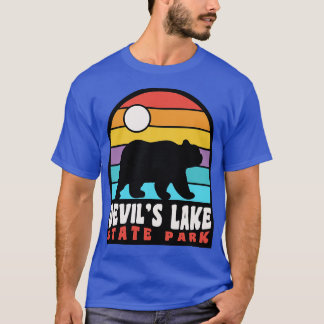 Devils Lake Staat Park Wisconsin Retro Sunset Bear T-Shirt