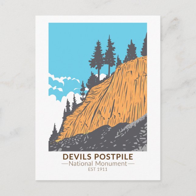 Devils Postpile National Monument Vintage auf Deut Postkarte (Vorderseite)
