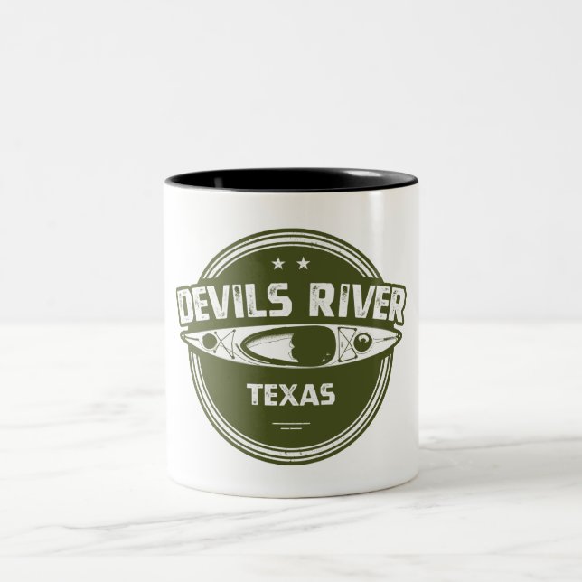 Devils River Texas Kayaking Zweifarbige Tasse (Mittel)
