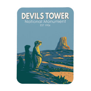 Devils Tower National Monument Prairie Dog Vintag Magnet
