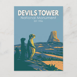 Devils Tower National Monument Präriehund Vintage Postkarte