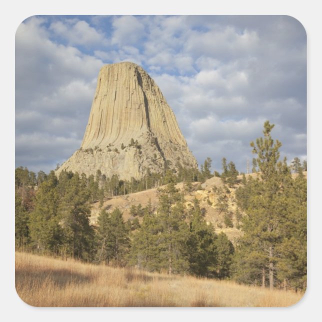 Devils Tower National Monument Quadratischer Aufkleber (Vorderseite)
