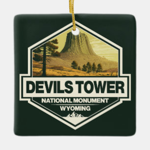 Devils Tower National Monument Reise Kunst Vintage Keramikornament