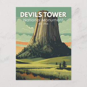 Devils Tower National Monument Reise Kunst Vintage Postkarte