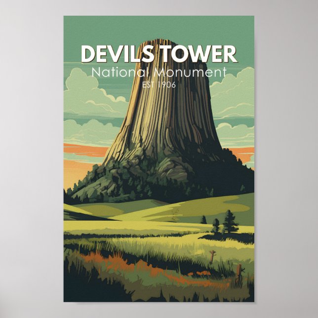 Devils Tower National Monument Reisen Vintag Poster (Vorne)