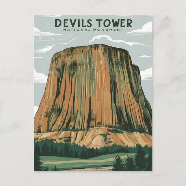 Devils Tower National Monument Stylist Malerei Postkarte (Vorderseite)
