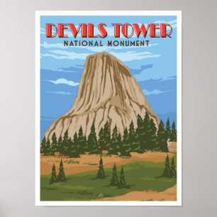 Devils Tower National Monument Vintage Poster