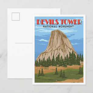 Devils Tower National Monument Vintage Reise Postkarte