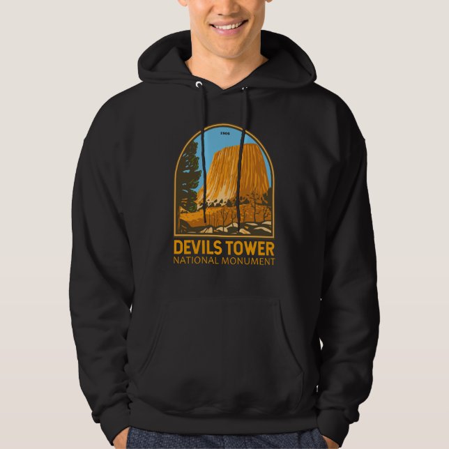 Devils Tower National Monument Wyoming Emblem Hoodie (Vorderseite)