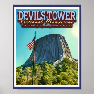 DEVILS TOWER NATIONAL MONUMENT - WYOMING USA POSTER