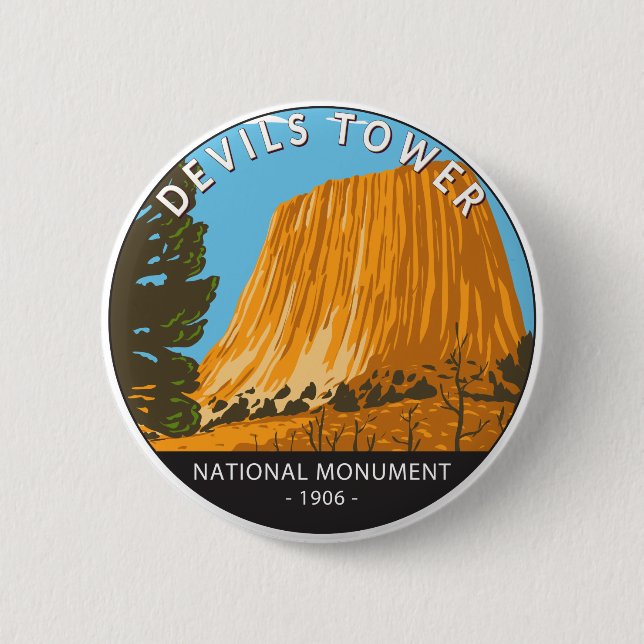 Devils Tower National Monument Wyoming Vintag Button (Vorderseite)