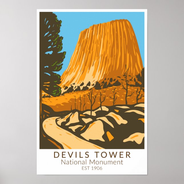 Devils Tower National Monument Wyoming Vintag Poster (Vorne)