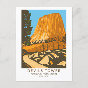 Devils Tower National Monument Wyoming Vintag Postkarte