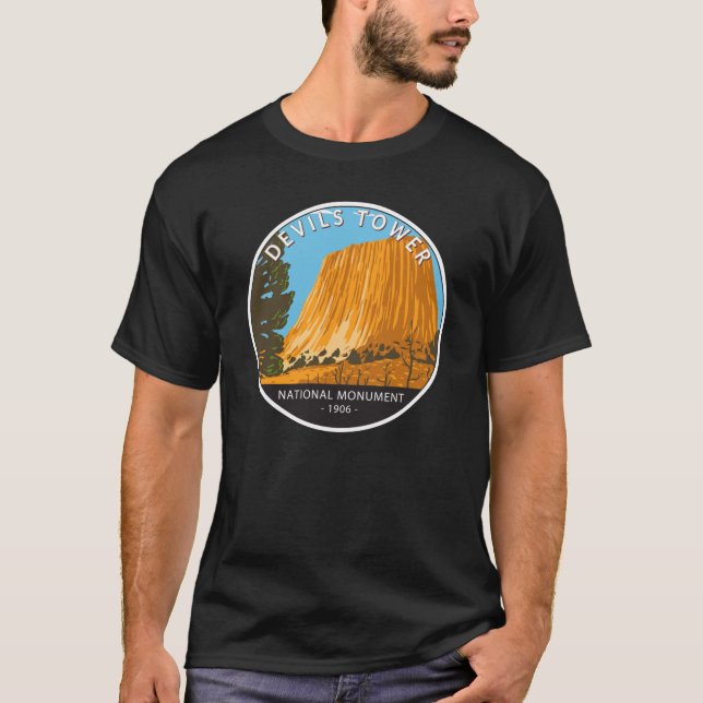 Devils Tower National Monument Wyoming Vintag T-Shirt (Vorderseite)
