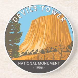 Devils Tower National Monument Wyoming Vintage auf Getränkeuntersetzer