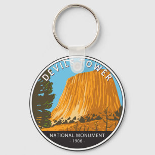 Devils Tower National Monument Wyoming Vintage auf Schlüsselanhänger