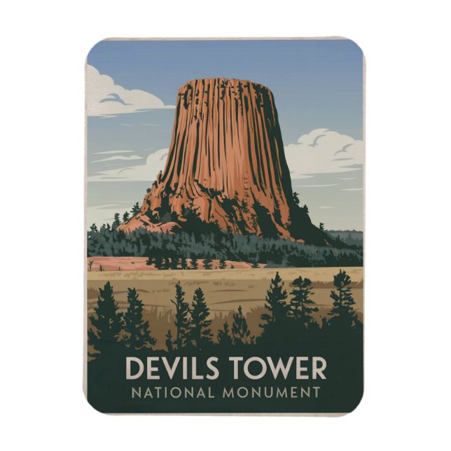 Devils Tower National Park Vintage Magnet (Vertikal)