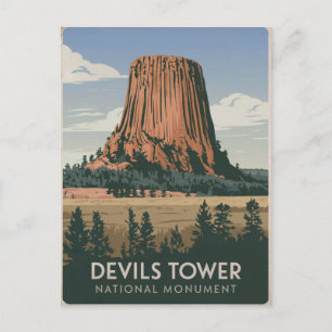 Devils Tower National Park Vintage Postkarte