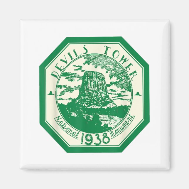 DEVILS TOWER Nationalpark T Shirt Wandern T-Shirt  Magnet (Vorne)