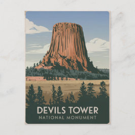 Devils Tower Nationalpark Vintag Postkarte