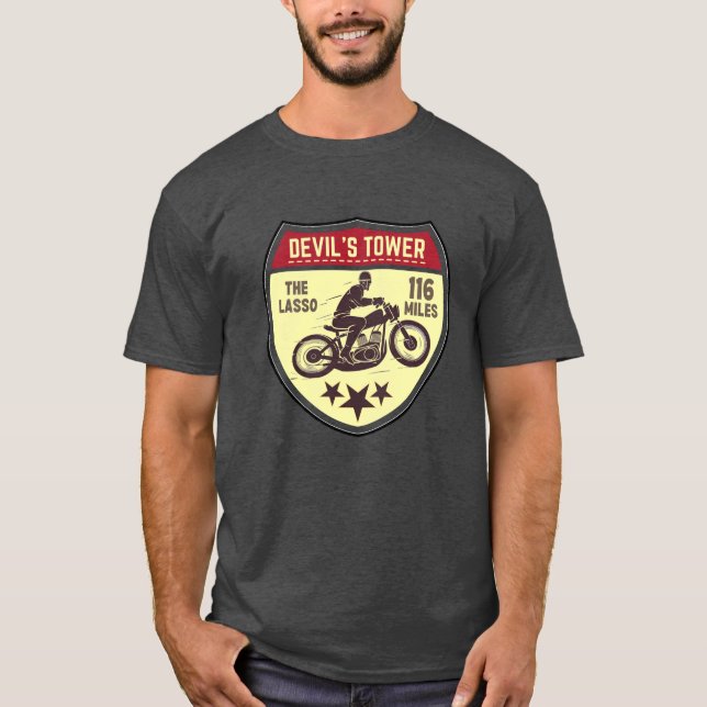 Devil's Tower Road - die Lasso Motorrad-Reise T-Shirt (Vorderseite)