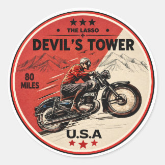 Devil's Tower Road - die Lasso-Motorrad-Rundreise Runder Aufkleber