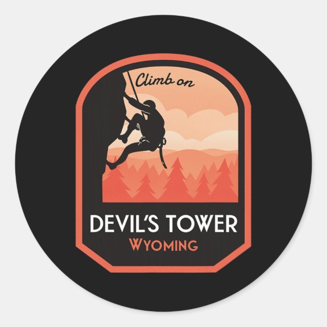 Devils Tower Wyoming Felsenklettern  Runder Aufkleber (Vorderseite)