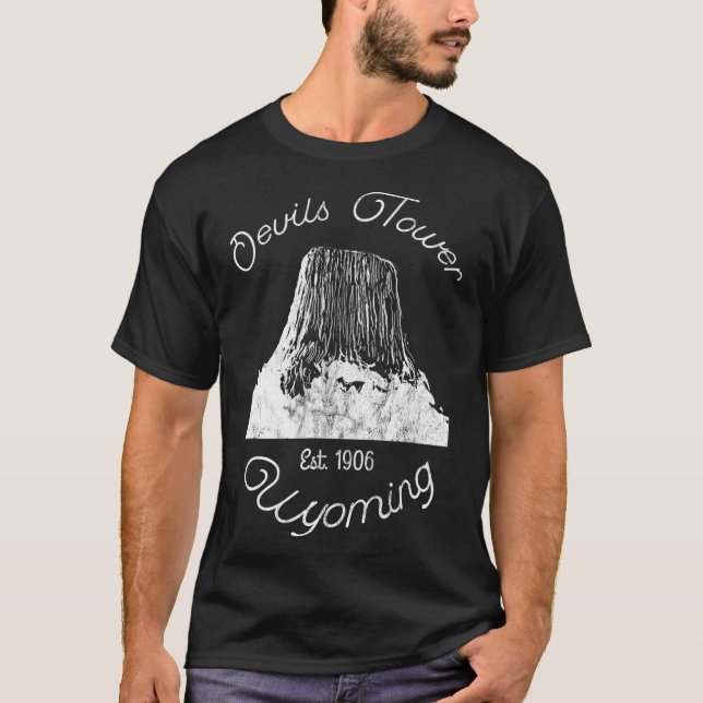 Devils Tower Wyoming National Monument Retro T-Shirt (Vorderseite)
