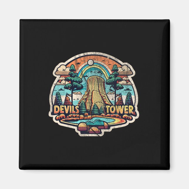 Devils Tower Wyoming National Monument Retro Vinta Magnet (Vorne)