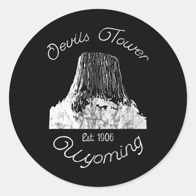 Devils Tower Wyoming National Monument Retro Vinta Runder Aufkleber (Vorderseite)