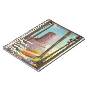 Devils Tower, Wyoming Vintage-Camping-Druck. Notizblock