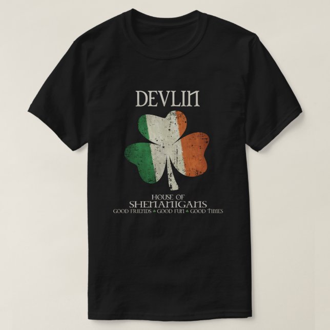 Devlin Familienname Irland T-Shirt (Design vorne)