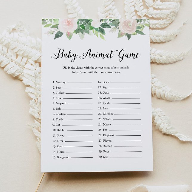 DEVON Baby Animal Greenerity Baby Shower Game Einladung (Von Creator hochgeladen)
