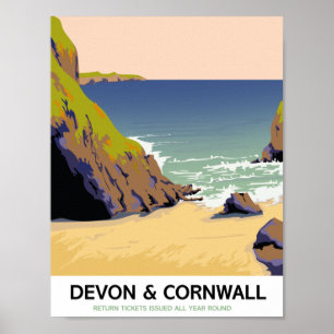 Devon & Cornwall "mit der Bahn" Reisestil im Vinta Poster