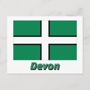 Devon Flag mit Namen Postkarte