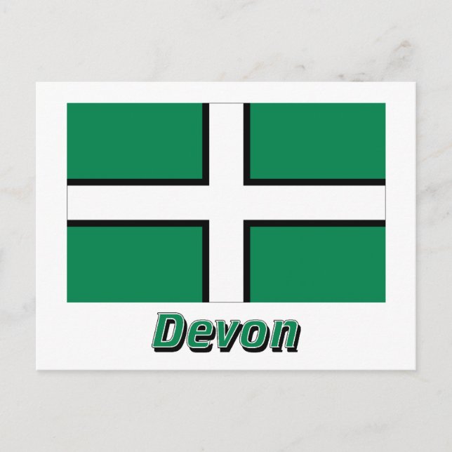 Devon Flag mit Namen Postkarte (Vorderseite)