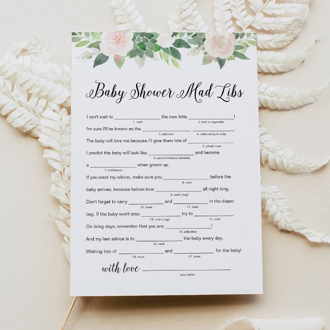 DEVON Greenery Baby Shower Libs Game Card Einladung (Von Creator hochgeladen)