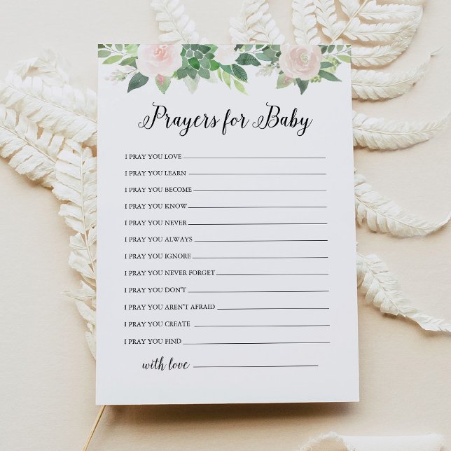 DEVON Greenery Prayers for Baby Shower Advice Card Einladung (Von Creator hochgeladen)