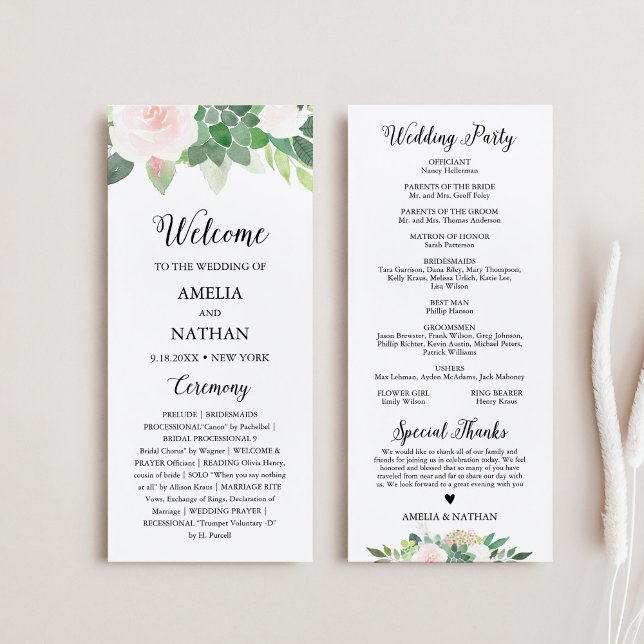 DEVON Greenery Succulent Wedding Program (Von Creator hochgeladen)