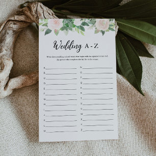 DEVON Greenery Wedding A-Z Brautparty Game Card